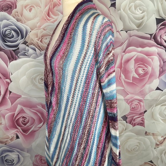 Billabong Loosen Up Cardigan Fringe Sweater Skylight Size M purple ~ Grannycore - Picture 4 of 10